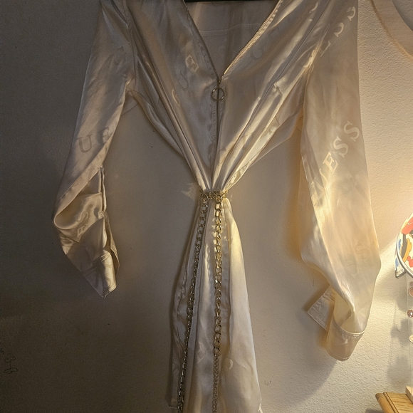 Guess Dresses & Skirts - Guess Cream Satin Dress with Gold Chain
